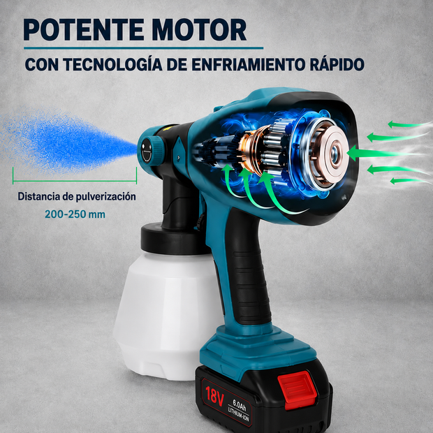 Pistola de Pintura Eléctrica Inalámbrica + 2 Baterías