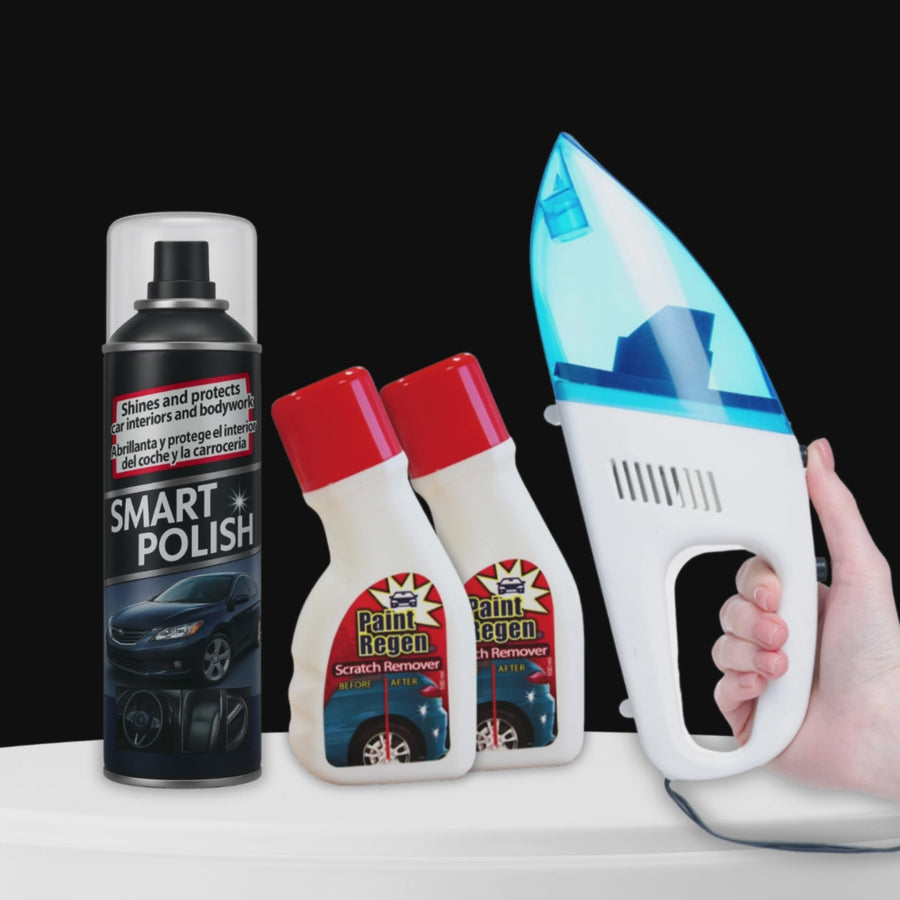 Kit cuidado coche 3 en 1 para brillo y limpieza