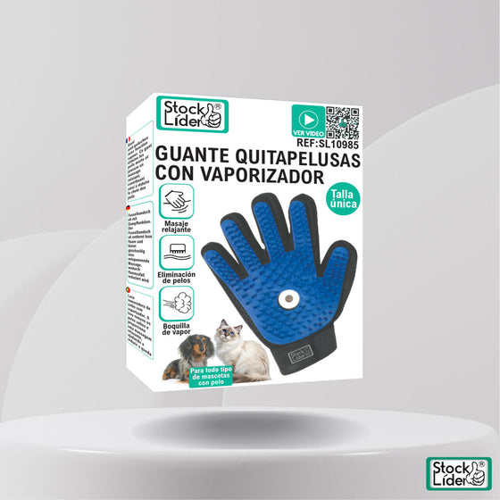 Guante quitapelusas con vaporizador para mascotas