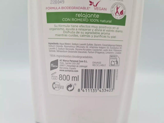 Gel de Baño Relajante 800ml para Ducha