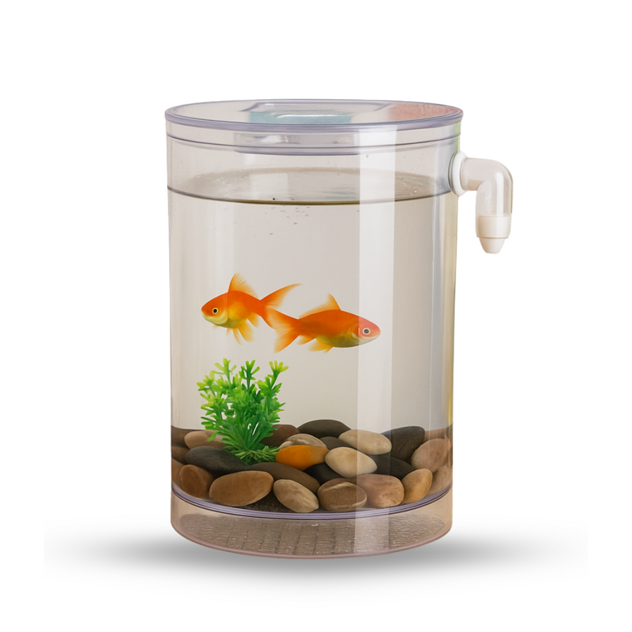 Acuario con limpieza integrada y luz LED