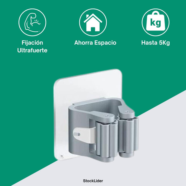Porta escoba adhesivo para pared