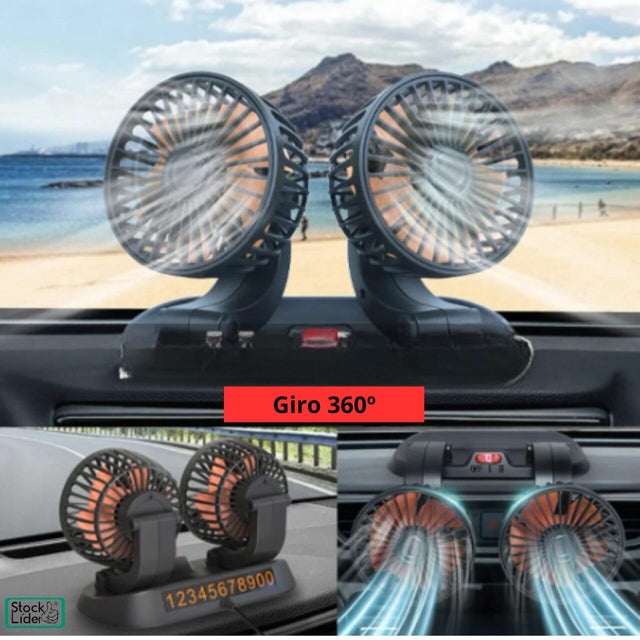 Ventilador doble 12V silencioso y ajustable
