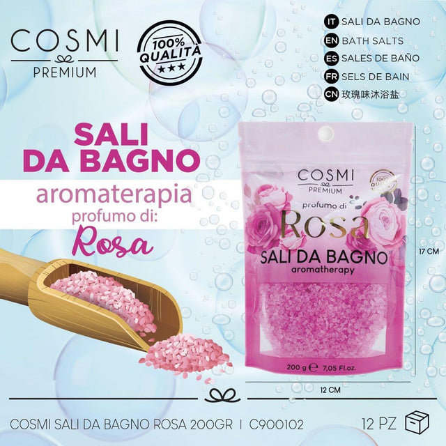 Sal de baño de rosa para relajarte
