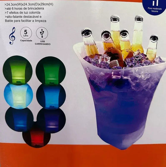 Cubetera con altavoz y luces LED 5L