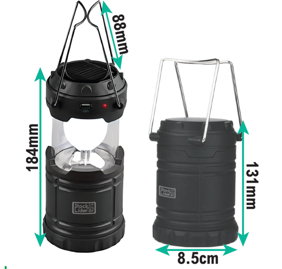 Lámpara camping solar y pilas plegable