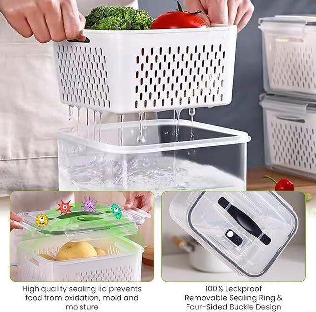 Recipientes herméticos con colador 4 pcs