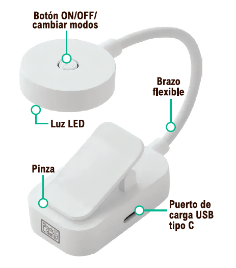 Lámpara de lectura con clip USB