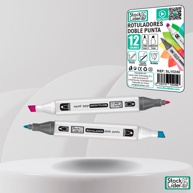 Rotulador marcador doble 12 para dibujo