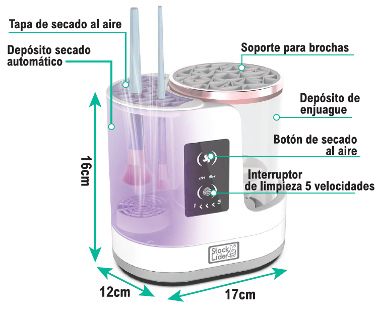 Limpia brochas eléctrico 3 en 1 USB