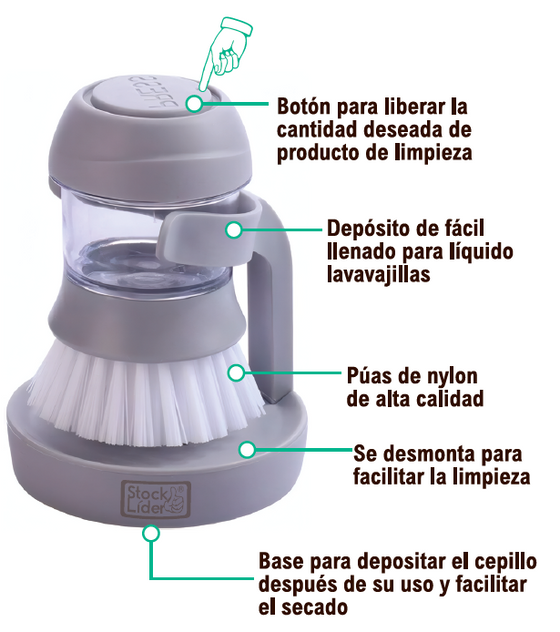 Cepillo con dispensador para limpieza fácil