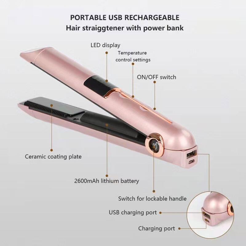 Plancha de pelo inalámbrica 2 en 1