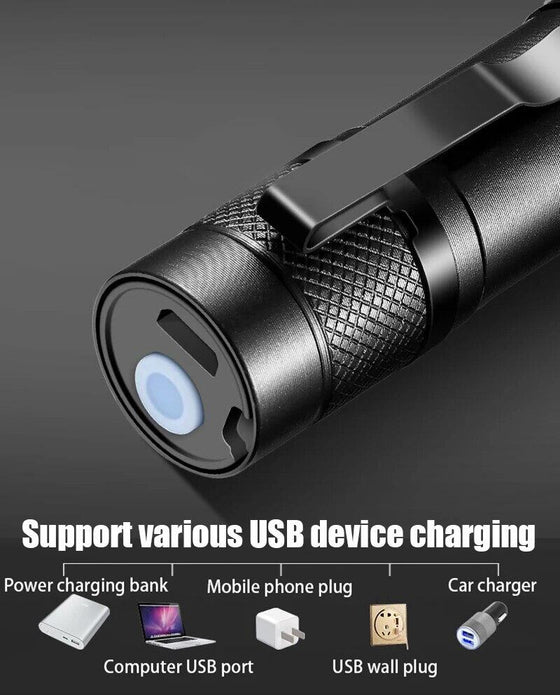Linterna recargable USB compacta LED