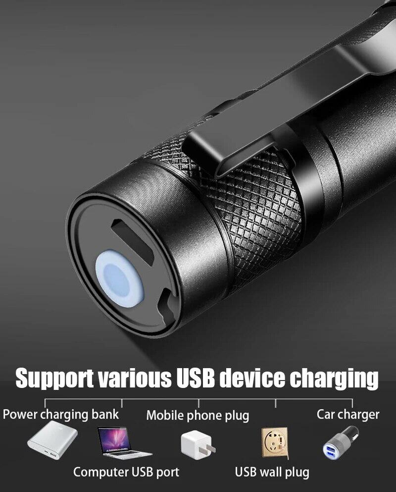 Linterna recargable USB compacta LED