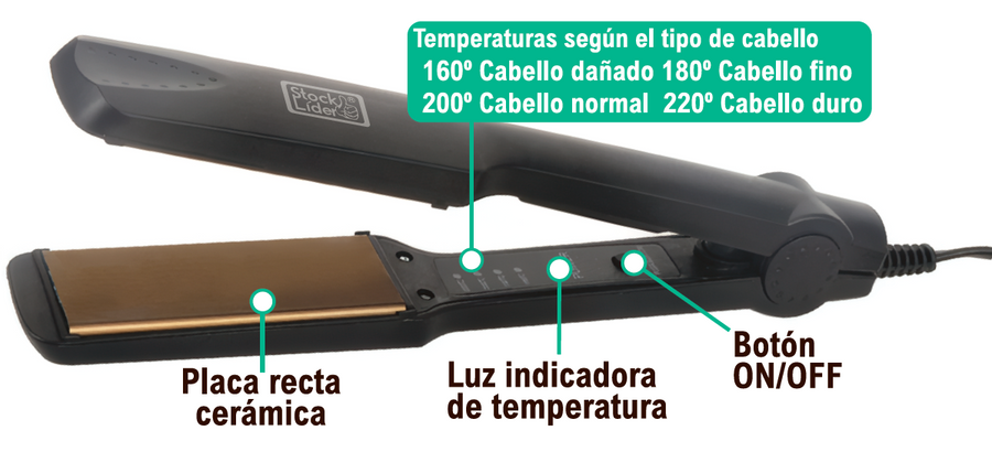 Plancha para el cabello de cerámica turmalina