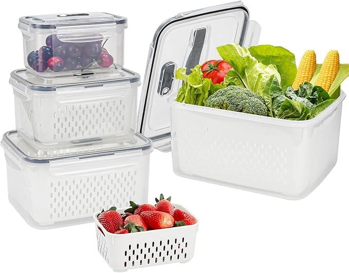 Recipientes herméticos con colador 4 pcs