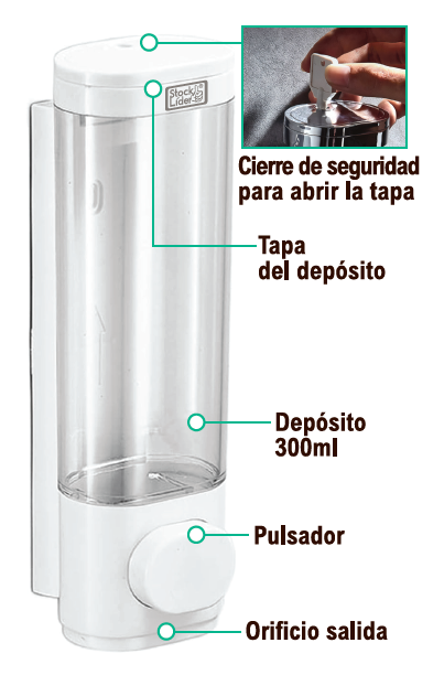 Dispensador de jabón mural adhesivo