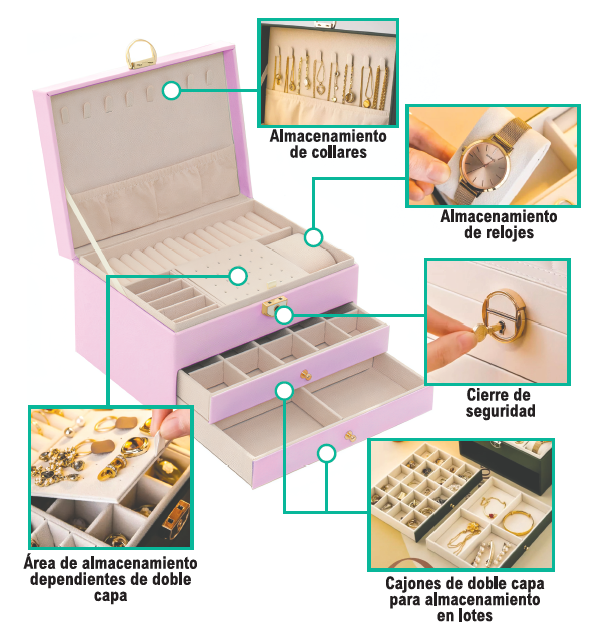Joyero 3 plantas con llave | Orden y cuidado