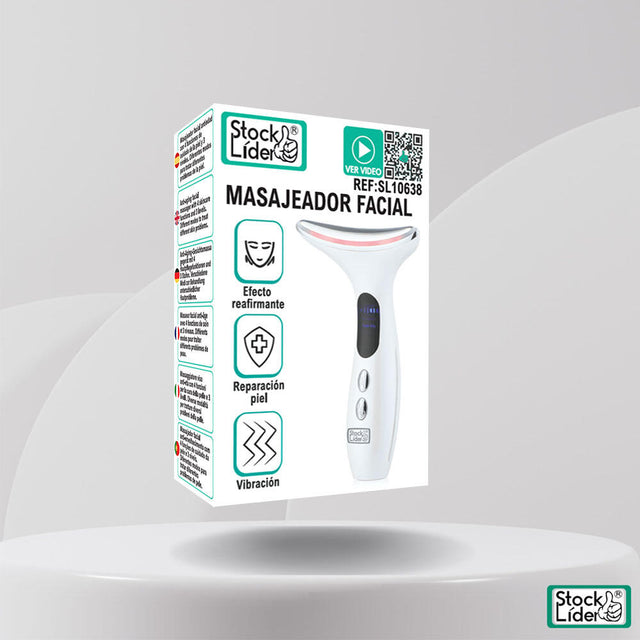 Masajeador facial con luz LED y vibración
