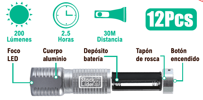 Linterna LED compacta de aluminio
