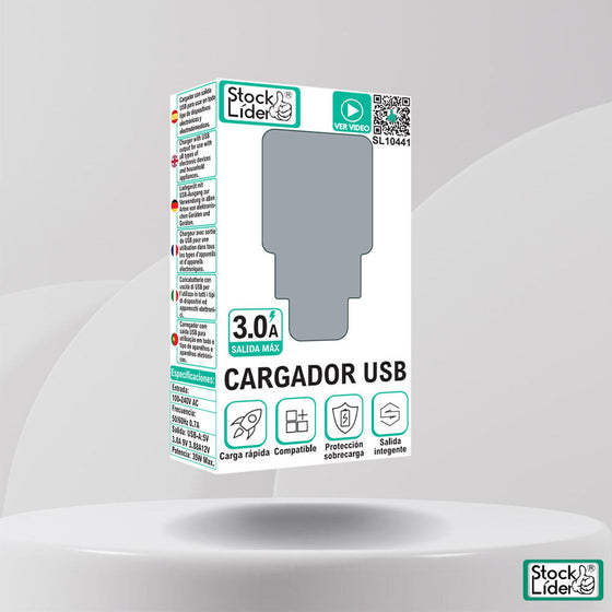Cargador USB rápido 3.0A para tu día a día