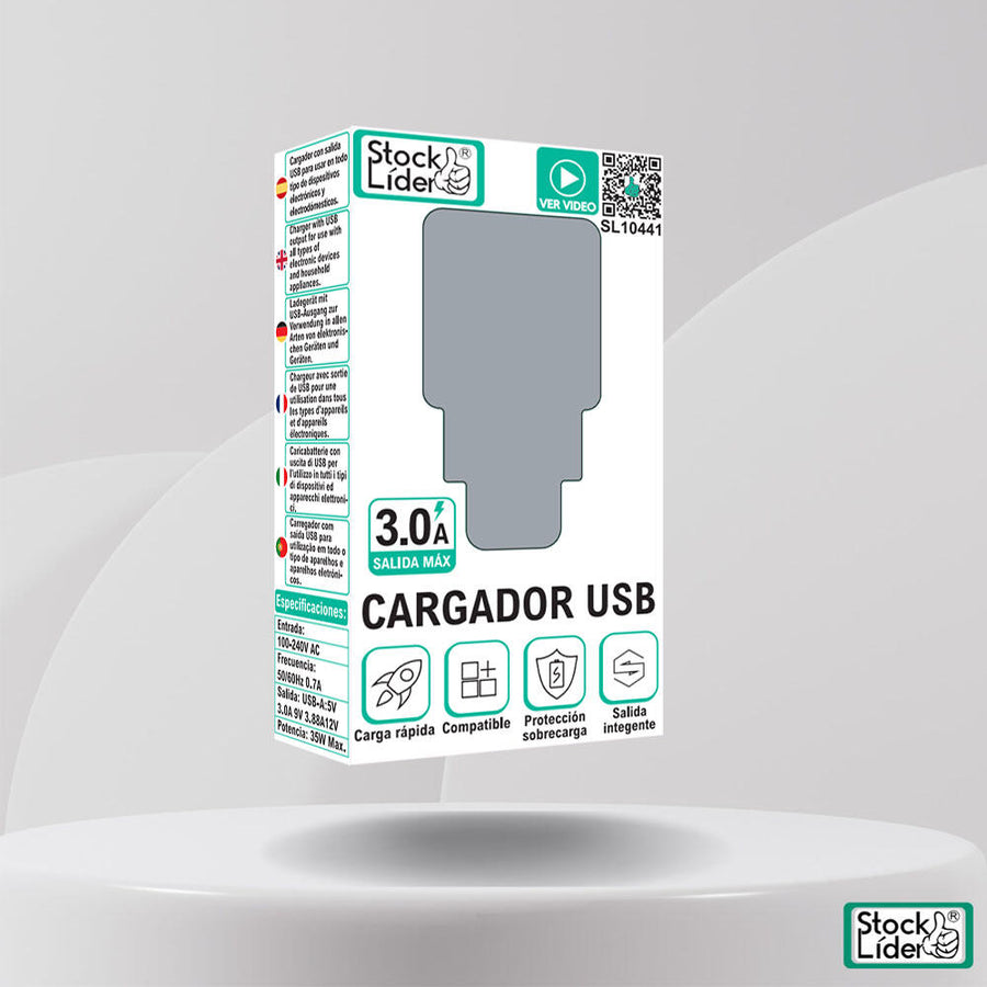 Cargador USB rápido 3.0A para tu día a día
