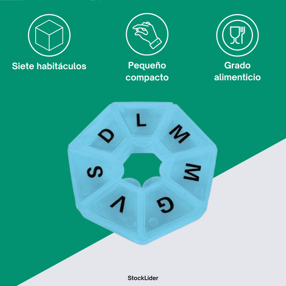 Pastillero semanal compacto y portátil