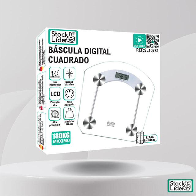 Báscula digital cuadrada de baño LCD