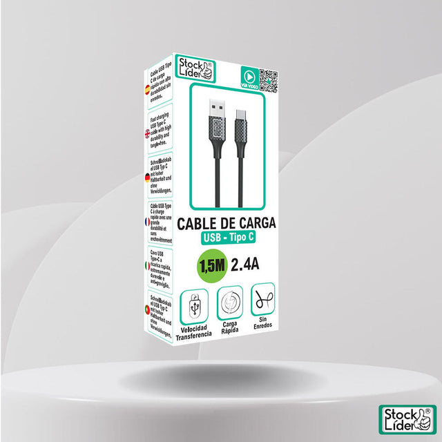 Cable USB Tipo C 1,5m resistente