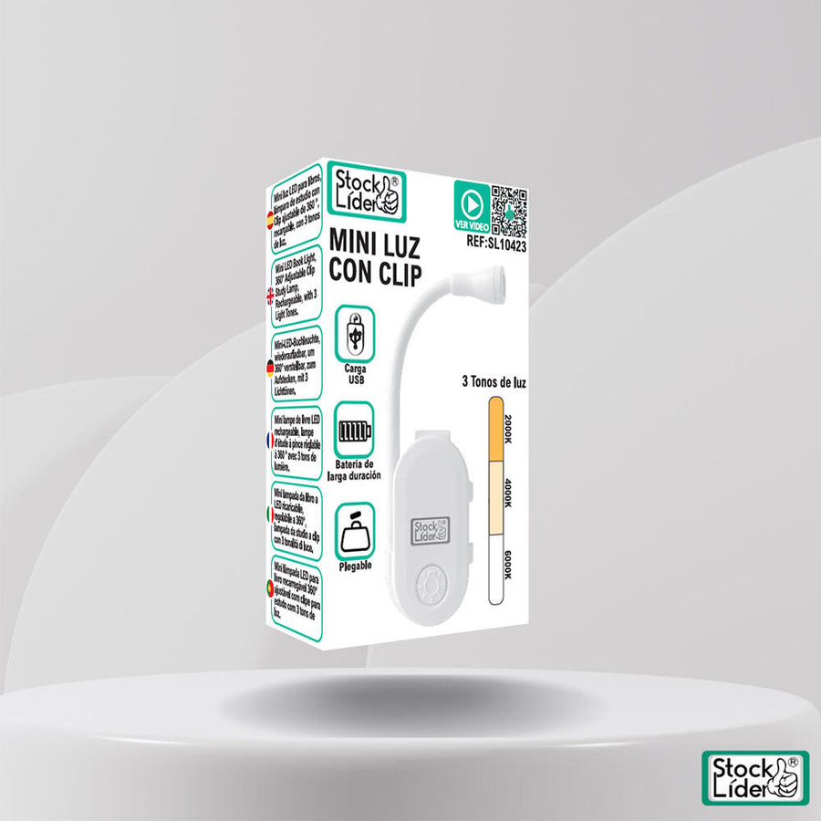 Mini luz con clip recargable para leer