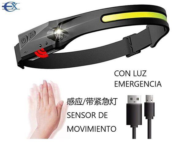 Linterna frontal con sensor recargable