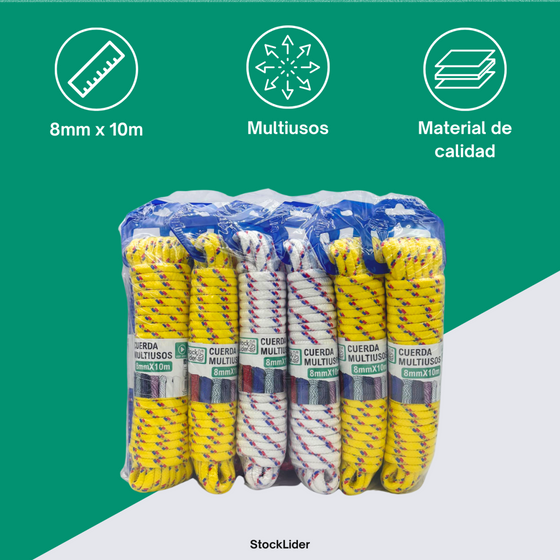 Cuerda multiusos 8mm x 10m resistente