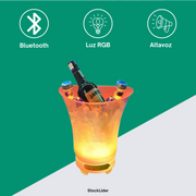 Cubitera con altavoz Bluetooth y luz RGB