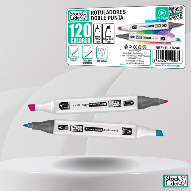 Rotulador doble punta 120 colores