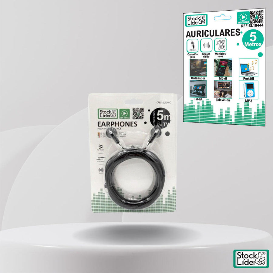 Auriculares jack 3.5 mm con cable largo