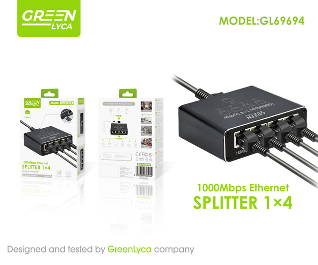 Divisor Gigabit Ethernet 1 a 4 RJ45