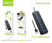 Hub USB 7 en 1 con interruptores