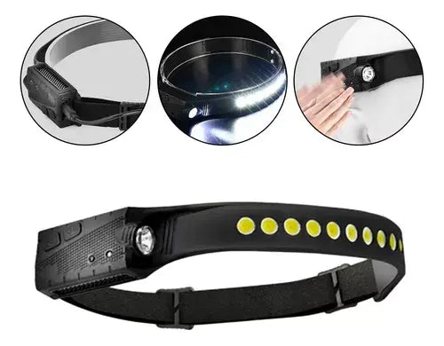 Linterna frontal recargable para exterior