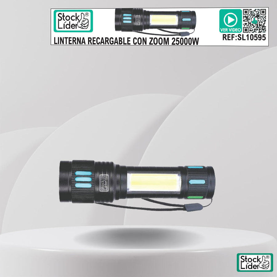 Linterna recargable con zoom potente