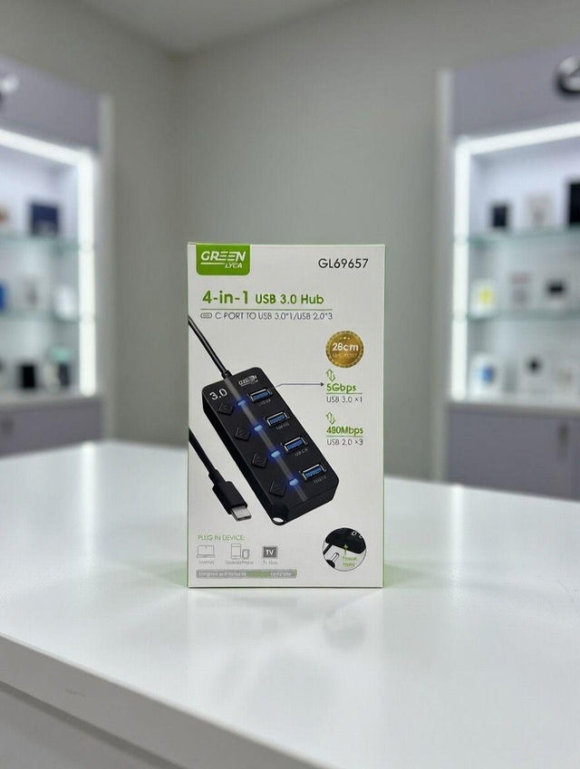 Hub USB 4 en 1 con interruptores On/Off