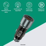 Cargador de coche USB + Tipo C rápido