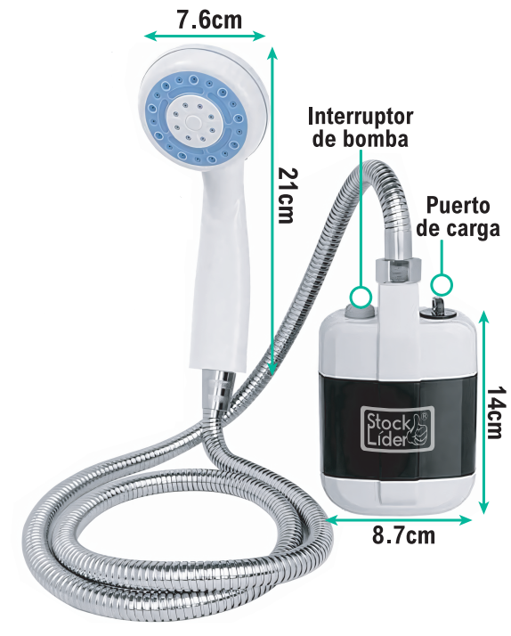 Ducha portátil recargable para camping