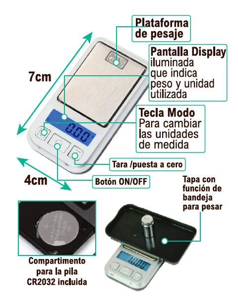Báscula digital de precisión 0,01 g