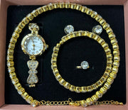 Conjunto de joyas dorado con reloj