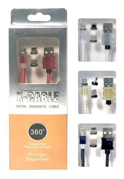Cable USB 3 en 1 imán para varios dispositivos