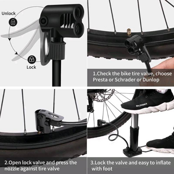 Bomba de pie portátil para bici y balón