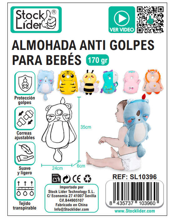 Almohada antigolpes para bebé transpirable
