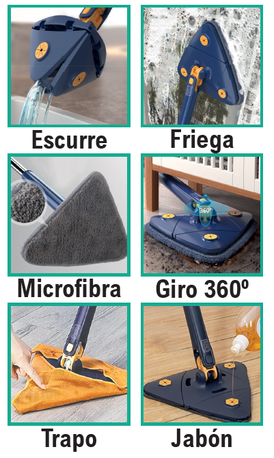 Mopa triangular giratoria 360º para rincones
