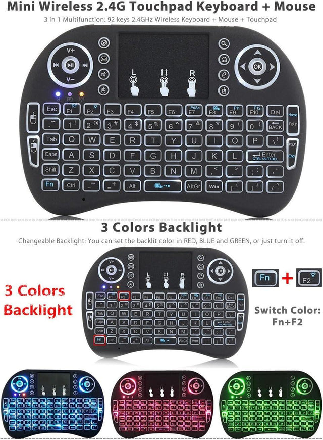 Mini teclado inalámbrico con touchpad LED