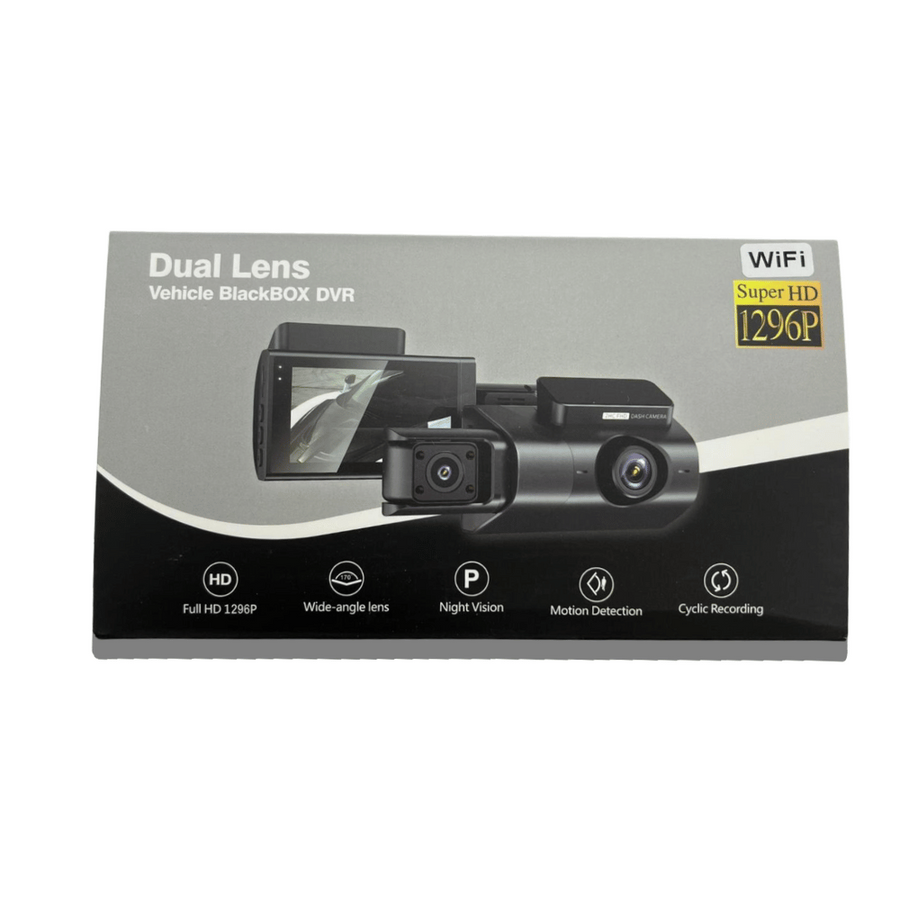 Cámara DVR coche dual 1296p con pantalla